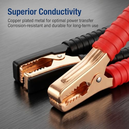 4 PCS 300A 90mm Car Battery Alligator Clips, Electrical Heavy Duty Alligator Clamps, Battery Replacement Cable Metal Spring Loaded Jumper Clips for Vehicles Boats (Red & Black) - color: Blackred#300