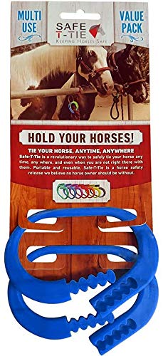 Injuries Preventing Horse Tether Tie - Portable, Versatile & Reusable Breakaway Horse Tie, Quick Release Under Heavy Pressure w/ 5 Loop Settings, Multi-Purpose Horse Clip (2 pcs Dark Blue) - color: Dark Blue