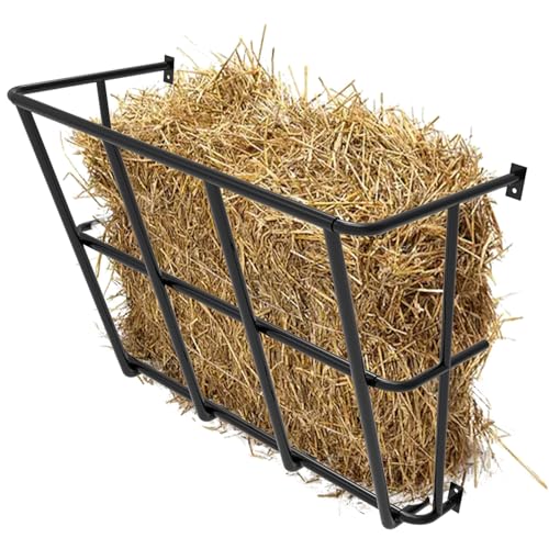 Hay Feeder Goat, 18 Gallon Multiple Sided Goat Hay Rack, Heavy Duty Iron Wall Hay Rack for Sheep with Detachable Grain Tray, Effortless Installation in Farm, Yield
