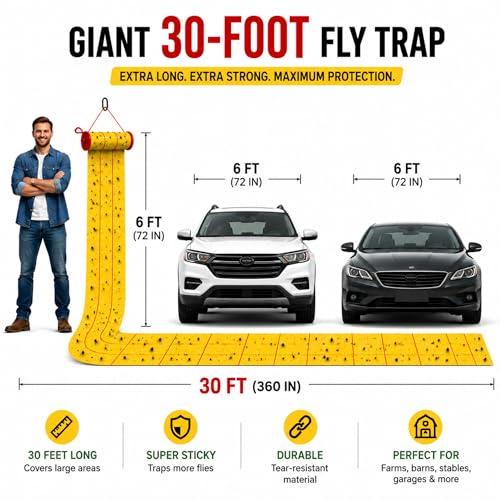 Qualirey 15 Pcs Giant Flypaper Fly Traps, 295ft Sticky Yellow