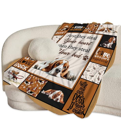 Basset Hound Blanket Ultra Soft Cozy Cute Dog Throw Blanket Fleece Fuzzy Plush Bedding Blanket Basset Hound Lovers Gifts for Women Girls Adults Couch Sofa 60"x50" - color: Basset, size: 60"x50"