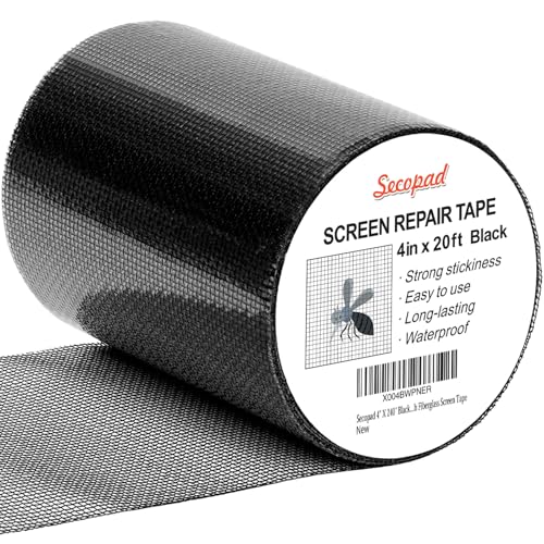 Secopad 4" x 240" (20FT) Screen Repair Tape, Screen Repair Kit, Black - color: Black, size: 4IN x 20FT