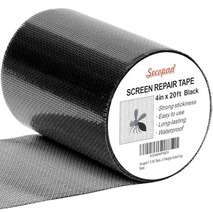 Secopad 4" x 240" (20FT) Screen Repair Tape, Screen Repair Kit, Black - color: Black, size: 4IN x 20FT