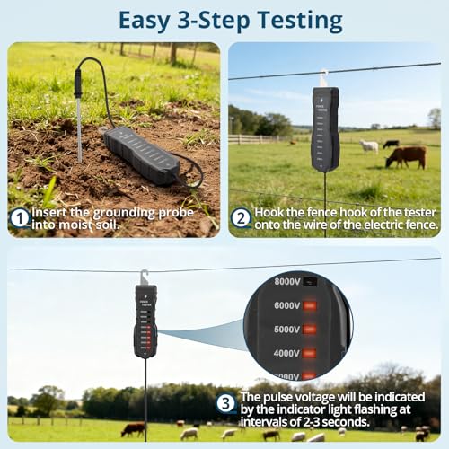 Electric Fence Tester,2000V-12000V Fence Voltage Tester