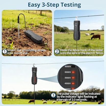 Electric Fence Tester,2000V-12000V Fence Voltage Tester