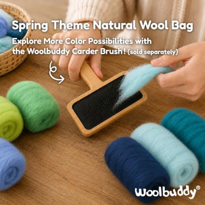 Woolbuddy Wool Roving Kit for Needle Felting (Spring) 6 Colors Natural Wool - color: Wool Bag Spring
