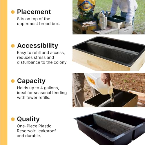 Mann Lake Top Hive Feeder with Unpainted Wood Super, Leakproof Reservoir