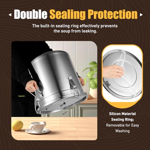 304 Stainless Steel Airtight Container 33L Large Metal Storage Bucket with Lid, Rice Dispenser 50 Lbs Capacity Dog Food Storage Container 60 Pound Leak-Proof Milk Can for Kitchen Pantry & Pet Food