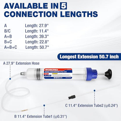 WORKPRO 500CC Manual Fluid Extractor - size: 500cc