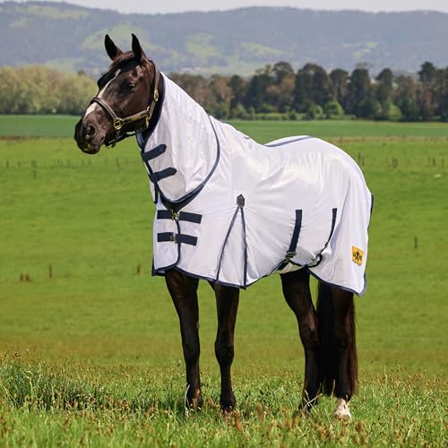 Saxon Mesh with Belly Wrap Fly Sheet Combo, White/Navy, 69" - color: White/Navy, size: 69"