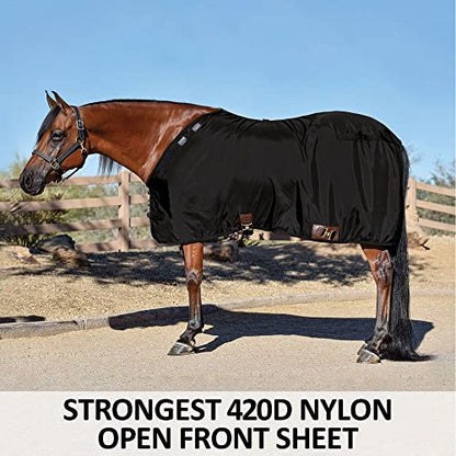 Dura-Nylon Minature Horse Stable Sheets | Ultimate Equine Comfort & Protection | Keeps Coats Smooth & Shiny | VTEK | Open Front | Legstrap | - size: Horse Size 76