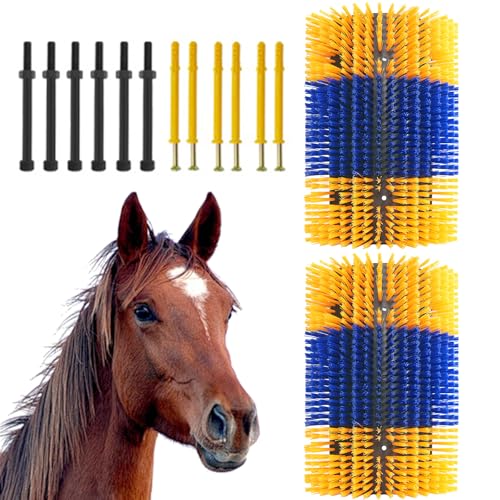 Garvee Livestock Scratch Brushes, Horse Scratcher Full Massage Grooming Brush Kit, Hard Silk Ranch Cow Brush Relieve Itching on the Back of Livestock for Horse Cow Cattle Sheep Pig Goat