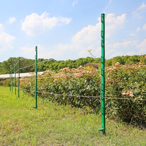 25 Pack 48'' Plastic Step-in Electric Fence Posts,Temporary Fence Stakes - color: Green, size: 25 Pack
