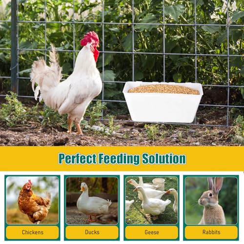 2 Pack Chicken Feeder Waterer 2.5 Quart Hanging Poultry Feeders Trough - color: White