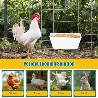 2 Pack Chicken Feeder Waterer 2.5 Quart Hanging Poultry Feeders Trough - color: White