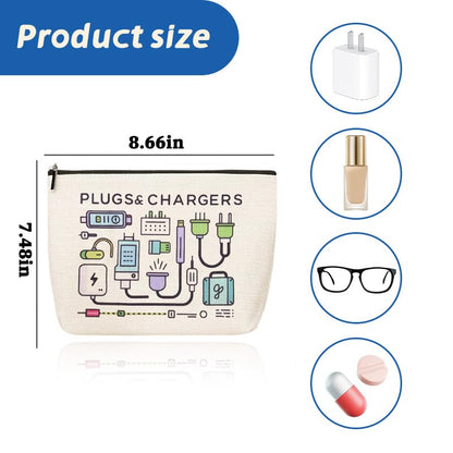 Charger Cosmetic Makeup Bags Travel Toiletry Bag Charging Cable Organiser Bag Chargers Makeup Pouch for Purse Charger Cables Storage Bags Travel Accessories for Women Birthday Christmas Gifts - style: Plugs Charger