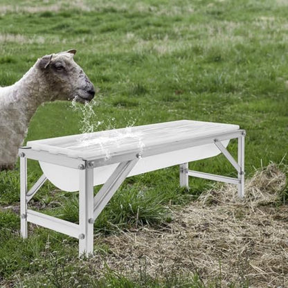 Livestock Feed Trough with Stand, 35L/9.25Gal Capacity Livestock Water Trough with Triangular-Structure Stand 39" Long Portable Farm Animal Feeder for Calves, Pigs, Sheep and Horses (White) - color: White