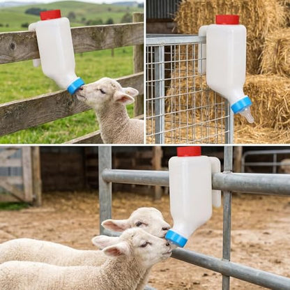 Lamb Bottle Goat Nipples 500ml Baby Goat Nursing Bottles & Replacement Nipples Hang Upside Down Livestock Milk Bottle Bottles for Fawns Sheep (4pcs Bottles & 4pcs Nipples) - color: 4pcs bottles & 4pcs nipples