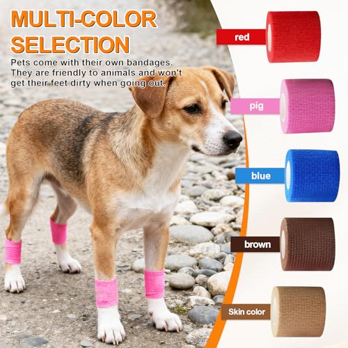 10 Pack Self Adhesive Bandage Wrap Pet Breathable First Aid Cohesive Gauze - color: Solid Color