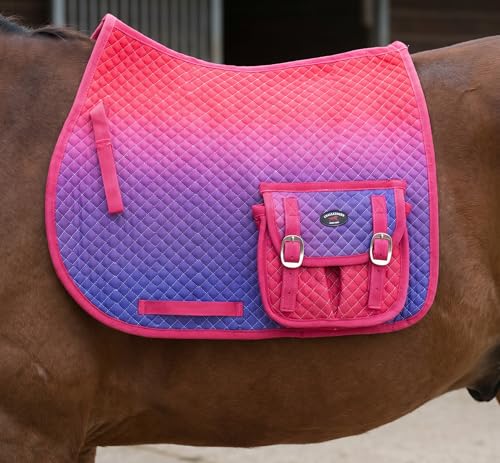 CHALLENGER Horse Quilted English All-Purpose Aussie Trail Saddle Pad Ombre Pockets 72164