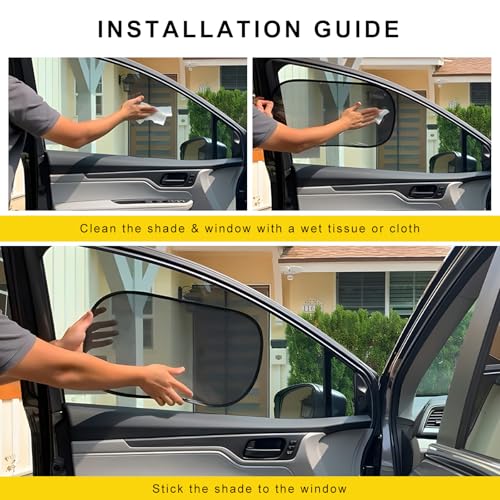 2 PCS Car Window Shade, 21"x14" Static Cling Automotive Side Window Screen Sun Shade Blocker, Removable Car Sunshade Cover Protect Your Child from Sun Glare Heat UV Rays (Black) - color: Black