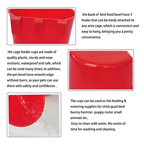 Pack of 40 Cage Cups Birds Feeders Seed Bowl Chicken Feeding Watering Dish Rabbit Water Food Hanging Wire Cages Box 8 oz Coop Cups for Pet Parrot Parakeet Game Fowl Poultry Pigeon - color: Red 40 packs 8oz