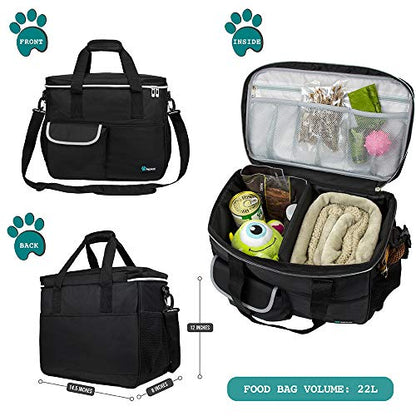 PetAmi Dog Travel Bag Organizer, Pet Supplies Tote Diaper Bag, Black Medium - color: Black, size: Medium - 14.5"L x 8"W x 12.0"H
