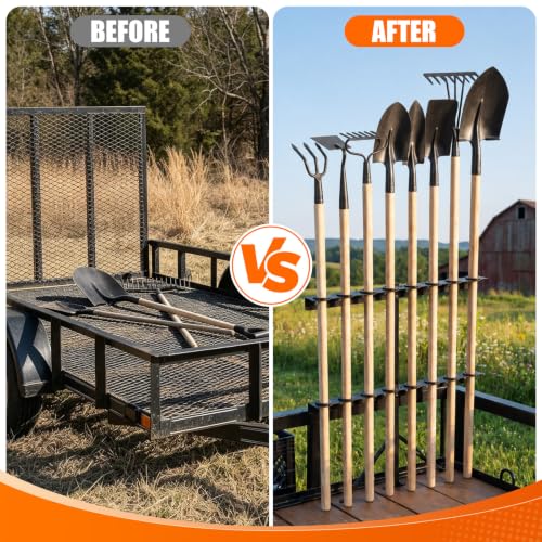 Trailer Tool Racks for Lawn Equipment 8 Hole Truck Shovel Holder