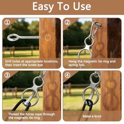 Blocker Tie Ring for Horses, Safe Training Tack Prevents Pulling Back | Heavy Duty Stainless Steel Cross Tie Rings, Premium Equestrian Supplies & Trailer Accessories