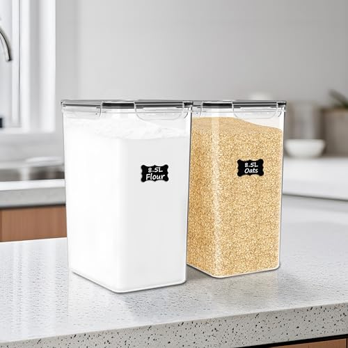 FOOYOO 2 PC Flour Sugar Storage Containers (8.5L | 287 Oz) Extra Large Food Storage Containers with Lids - Airtight Leakproof BPA FREE Flour Container for Rice, Cereal, Sugar - color: 8.5 L - 2 Pack