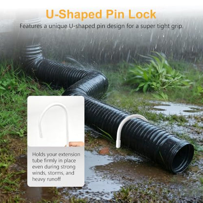 Rain Gutter Downspout Extension Fixing Pin - Holds Tight in Heavy Rain & Wind|Directs Water Away from Foundation|Durable Iron Construction, Easy No-Drill Installation 4 Pack- White - color: White