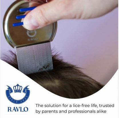 Professional Head Lice Comb Kit for Kids and Adults, Stainless Steel Fine Tooth Nit Comb for Removing Lice, Nits, Eggs and Dandruff, Reusable Hair Treatment Comb Set