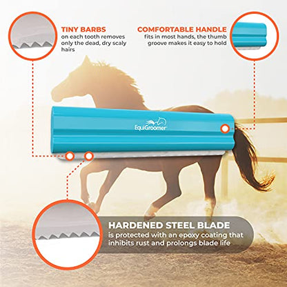 EquiGroomer 8-Inch Deshedding Brush for Dogs & Horses, Turquoise - color: Turquoise