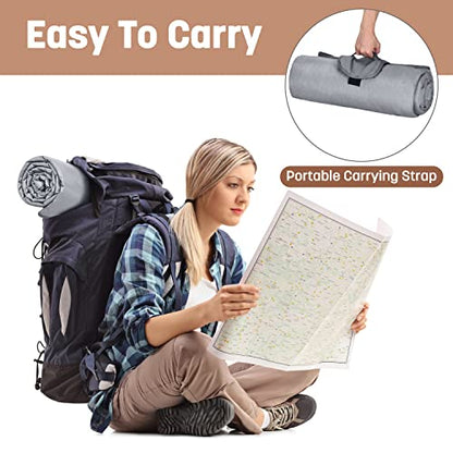 Tirrinia Waterproof Outdoor Blanket with Sherpa Lining, Windproof Foldable - color: Sliver/Grey, size: 51” x 59”