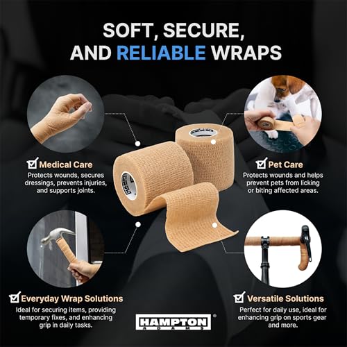 Hampton Adams Self Adhesive Bandage Wrap, Pet Safe, Cohesive Hold - color: Beige