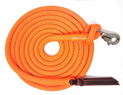 12FT Lead Rope with NP Snap - color: Neon Orange, size: 12 ft. Nickel Trigger Snap