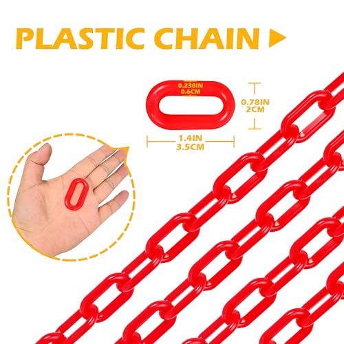 240 Feet Plastic Barrier Chain red,1.5-Inch Link Diameter Safety Barrier Chain，Large Plastic Chain，6MM Plastic Barrier Chain，Plastic Chain Links - color: red, size: 1-1/2 in-240feet