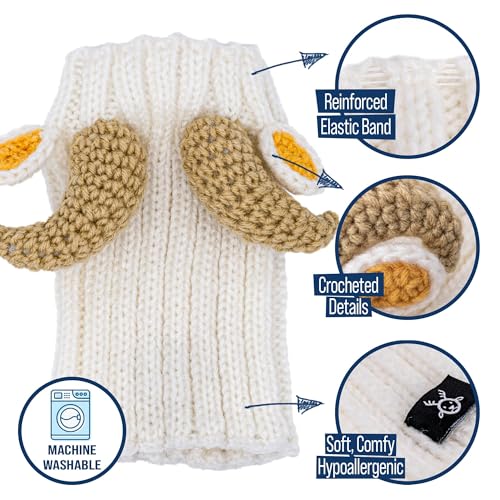 Ram Goat Costume - Warm Knit Dog Snood Wrap for Pets, Neck Ear Cover Protection, Halloween Winter (Medium) - size: Medium