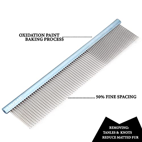 Metal Dog Grooming Combs Shedding Tangles,Knots,Mats.(7.5inches) - color: blue, size: Medium