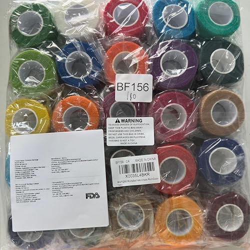 BQTQ 50 Rolls Self Adhesive Bandage Wrap 1 inch Self Adherent Tape(Rainbow) - color: Rich Color, size: 1 Inch