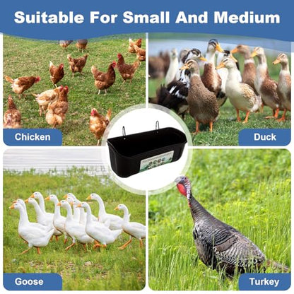 YAYODS 6 Pack Goat Feeders Hanging 3.5 Quart Chicken Feeder Waterer Trough, Goat Mineral Feeder Fence Feeder for Livestock Poultry, Duck, Black