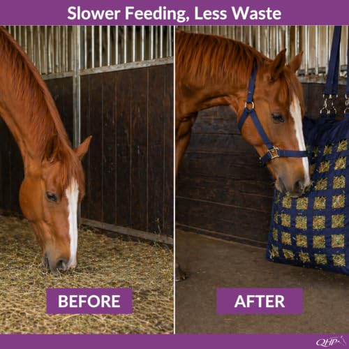 QHP Slow Feeder Hay Bag for Horses - color: Navy