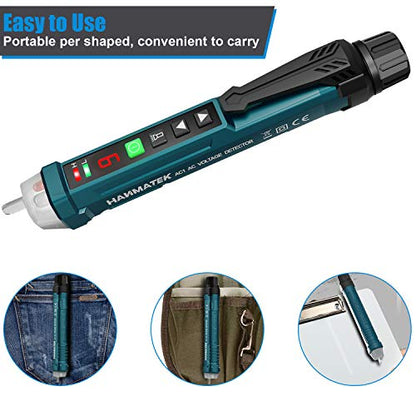 Non-Contact Voltage Tester with 9 Gear Adjustable Sensitivity Voltage Detector AC Circuit Tester Tool LCD Display LED Flashlight Buzzer Alarm Range12V-1000V & Live/Null Wire Judgment AC1
