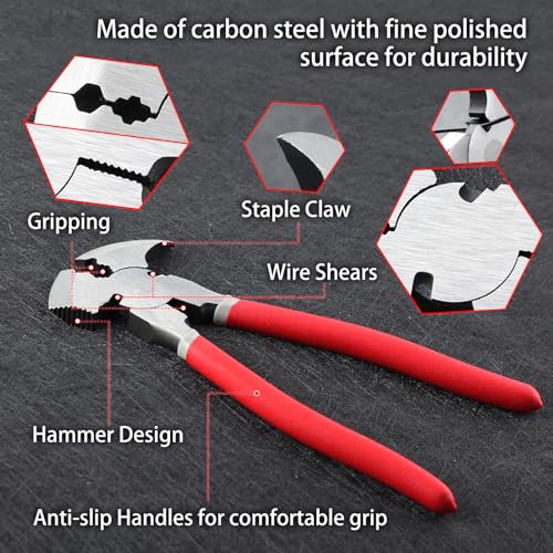 SPEEDWOX Multi Tool 9.5-Inch Fencing Pliers With Hammer Fence Cutter Nail Puller Wire Cutting Hammer Head Pliers - style: 9.5" Fence Pliers