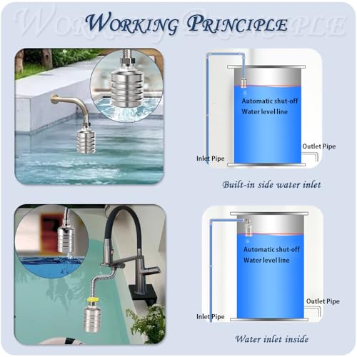 Float Valve,1/2" to 1'' water level control float valve, 304 Stainless Steel Fully Automatic water shut off valve, Automatic Water Level Controller for Water Tank, Pool, Water Tank, Livestock Troughs