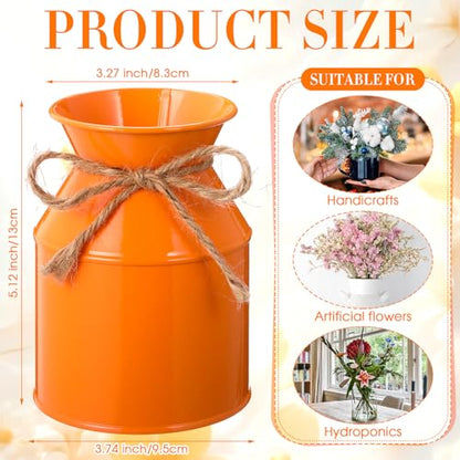 Domensi 6 Pcs Farmhouse Metal Flower Vase, Orange - color: Orange