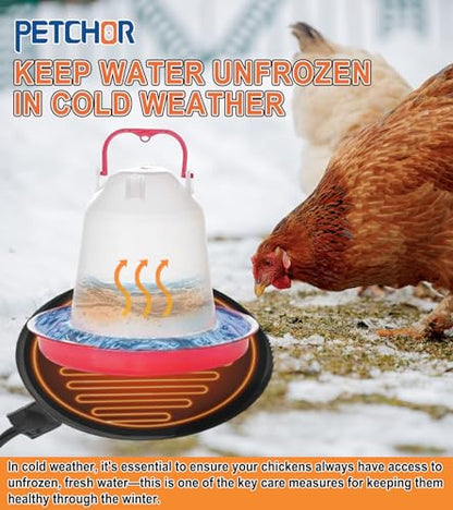 6" Heated Chicken Waterer Base 1 to 5 Gallon for Chickens Ducks Geese | Energy Saving Poultry Water Heater, Buckets Prevents Freezing for Turkeys Pigeons Rabbits Cats Dogs and Other Outdoor Animals