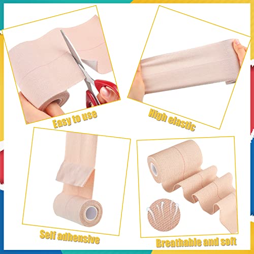 4 Rolls Elastic Tape Adhesive Elastic Tape Self Adhesive Bandage Wrap Flexible Stretch Bandages for Sports Ankle, Knee and Wrist Sprains Animal Pets, 5 Yard (4 Inch in Width) - size: 4 Inch in Width