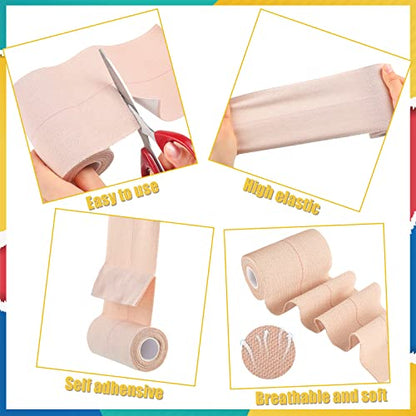 4 Rolls Elastic Tape Adhesive Elastic Tape Self Adhesive Bandage Wrap Flexible Stretch Bandages for Sports Ankle, Knee and Wrist Sprains Animal Pets, 5 Yard (4 Inch in Width) - size: 4 Inch in Width