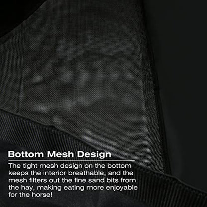 Corner Hay Feeder Bag with Mesh Bottom & Snaps for Horse Trailer
